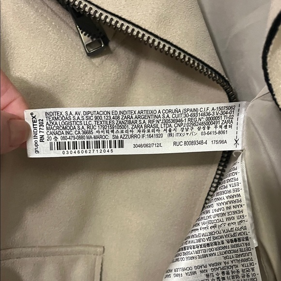 Zara Off-White Faux Suede Biker Jacket Large - Picture 8 of 11